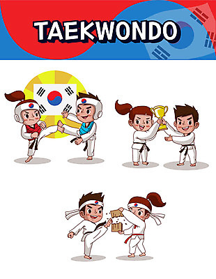 캐릭터 여자 남자 어린이 스티커 일러스트 들기 사람 여러명 세트 킥 태극기 트로피 태권도 태극 이모티콘 격파 일러캐릭터 AI파일 문양 다수 모션 격투기 국기 상_우승 파일형식 벡터