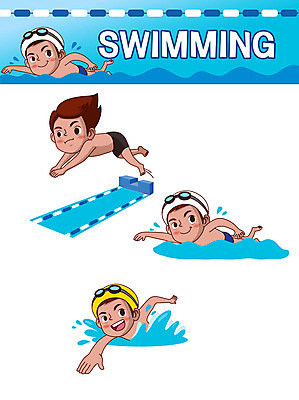 캐릭터 남자 어린이 스티커 일러스트 수영장 사람 여러명 파란색 세트 수영 출발 이모티콘 자유형 남자만 일러캐릭터 AI파일 컬러 다수 컨셉 수상스포츠 파일형식 벡터