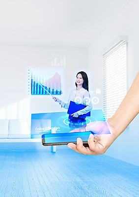 PSD 편집이미지 손 여자 그래프 한명 들기 사람 상반신 성인 신체부위 30대 파란색 스마트폰 핸드폰 스크린 교사 한국인 가리킴 온라인강의 성인여자한명만 사회적거리두기 이미지편집 직업 1 캠페인 컬러 모션 동양인 손짓 장년 전자제품 스마트기기 강의 여자한명만 성인여자만 파일형식 언택트