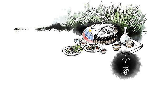 PSD 그릇 음식 술잔 일러스트 캘리그라피 붓터치 술병 사람없음 여름 광주리 한자 보자기 풀 절기 번짐 소서 새참 국내일러스트 식물 문자 식기 계절 병_용기 잔 주류 바구니 파일형식 천_직물 효과