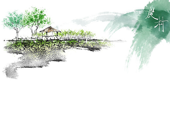 PSD 나무 밭 일러스트 캘리그라피 붓터치 산 논 사람없음 여름 한자 농촌 번짐 원두막 국내일러스트 식물 문자 계절 농업 시골 파일형식 효과