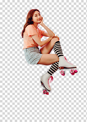 전신 편집 편집이미지 우먼라이프 응시 여자 한명 미소 누끼 사람 앉기 20대 성인 옆모습 턱괴기 한국인 빈티지 롤러블레이드 싱글 복고 PNG 롤러스케이트화 싱글라이프 성인여자한명만 편집소스 1 라이프스타일 시선 뷰포인트 컨셉 모션 표정 동양인 청년 취미 여자한명만 성인여자만 파일형식