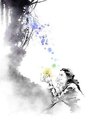 PSD 나무 여자 여유 커피 생각 일러스트 캘리그라피 붓터치 티타임 휴식 잔 한명 들기 사람 컵 정원 차 번짐 사색 여자한명만 국내일러스트 식물 1 식기 감정 음료 컨셉 모션 여자만 파일형식 효과