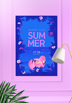 PSD 편집이미지 여자 포스터 잎 나뭇잎 조명 실내 한명 사람 여름 여름휴가 바캉스 쇼핑 세일 보라색 스탠드 튜브 여자한명만 이미지편집 식물 1 계절 컬러 휴가 내부 여자만 파일형식 여름_계절