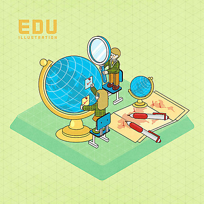 PSD 학생 여자 교육 남자 교복 지도 의자 일러스트 교과목 청소년 돋보기 들기 사람 두명 초록색 지구본 메모지 빨간펜 아이소메트릭 에듀 에듀케이션 지리 지리수업 지리학 십대만 스쿨팩 국내일러스트 옷 컬러 가구 모션 수업 펜 사무용품 파일형식