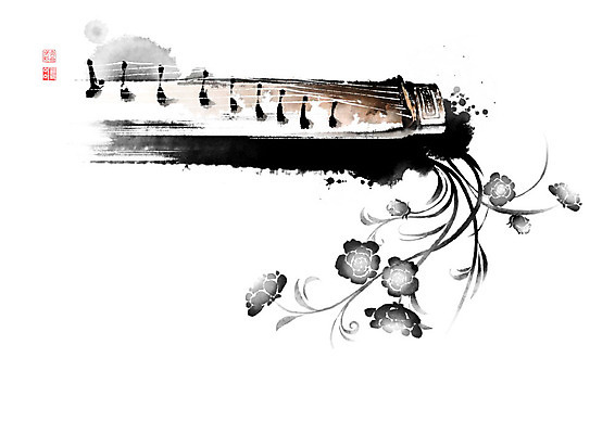 PSD 식물 꽃 악기 일러스트 캘리그라피 현악기 붓터치 국악기 사람없음 번짐 낙관 가야금 동백 국내일러스트 음악 국악 파일형식 효과