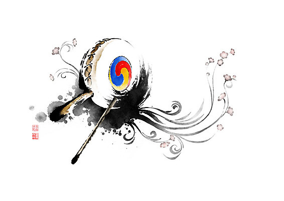 PSD 꽃 악기 일러스트 캘리그라피 붓터치 타악기 국악기 사람없음 매화 번짐 낙관 소고 국내일러스트 식물 음악 국악 파일형식 효과