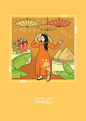 PSD 모자 여자 일러스트 우산 조명 한명 사람 성인 여름 빛 야자수 노란색 시장 구경 베트남 전통인형 동남아여행 아오자이 여자한명만 국내일러스트 나무 1 잡화 계절 인형 컬러 해외여행 동남아시아 전통의상 여자만 파일형식