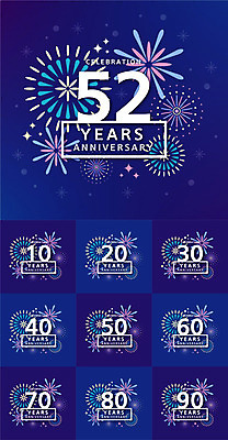 기념일 일러스트 프레임 폭죽 불꽃놀이 사람없음 파란색 세트 숫자 라벨 축하 불꽃모양 국내일러스트 AI파일 모양 문자 컬러 컨셉 놀이 이벤트 파일형식 벡터