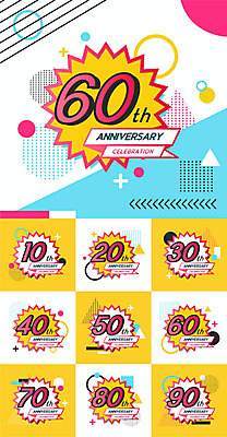 도형 기념일 일러스트 프레임 사람없음 세트 컬러풀 숫자 라벨 축하 멤피스디자인 국내일러스트 AI파일 문자 디자인 컬러 컨셉 이벤트 파일형식 벡터