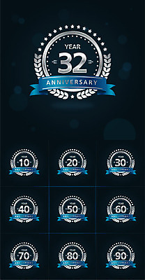 기념일 리본 일러스트 프레임 사람없음 세트 숫자 라벨 검은색 축하 은색 월계수 국내일러스트 AI파일 문자 컬러 컨셉 이벤트 파일형식 벡터