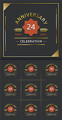 기념일 꽃무늬 일러스트 프레임 사람없음 세트 숫자 라벨 검은색 금색 축하 국내일러스트 AI파일 문자 꽃 컬러 컨셉 무늬 이벤트 파일형식 벡터