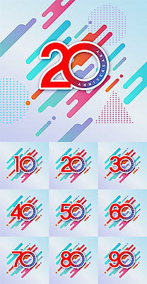 도형 기념일 하늘색 일러스트 프레임 사람없음 세트 숫자 라벨 축하 점 그라데이션 국내일러스트 AI파일 문자 컨셉 이벤트 파란색 파일형식 벡터