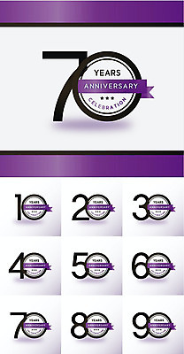 기념일 리본 일러스트 프레임 사람없음 세트 숫자 라벨 보라색 축하 국내일러스트 AI파일 문자 컬러 컨셉 이벤트 파일형식 벡터