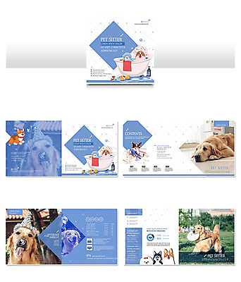 템플릿 ZIP 반려견 리플렛 여러마리 주택 팜플렛 사람없음 파란색 목욕 골든리트리버 강아지 반려 인디자인 INDD 펫시터 이미지템플릿 직업 컬러 다수 건물 반려동물 청결 개 리트리버 파일형식