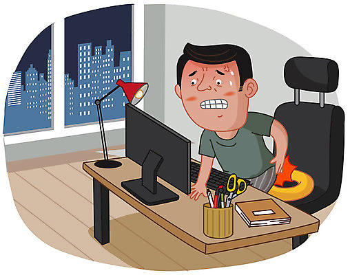 남자 중년 일러스트 방석 한명 서기 사람 치료 컴퓨터 고통 책상 변비 식은땀 치질 항문외과 중년남자한명만 국내일러스트 AI파일 1 감정 가구 의학 모션 병원 성인 전자제품 질병 남자한명만 중년남자만 파일형식 벡터