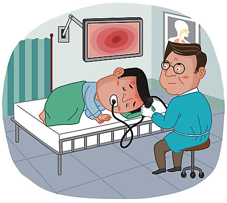 남자 중년 일러스트 병원 사람 앉기 두명 치료 눕기 환자 의사 수면 검사_조사 예방 건강검진 내시경 마취 위내시경 중년남자만 안경낌 국내일러스트 AI파일 안경 의학 모션 성인 물 의료진 남자만 중년만 파일형식 벡터