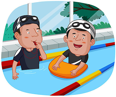 남자 중년 일러스트 수영장 들기 사람 성인 두명 치료 운동 수영 예방 변비 치질 킥판 항문외과 남자만 국내일러스트 AI파일 의학 모션 건강 병원 수상스포츠 질병 수영용품 파일형식 벡터