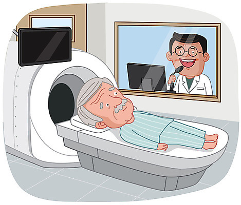 할아버지 노년 남자 중년 일러스트 병원 사람 두명 치료 눕기 의사 검사_조사 예방 건강검진 남자만 안경낌 CT촬영 국내일러스트 AI파일 안경 의학 의료기기 모션 성인 의료진 파일형식 벡터