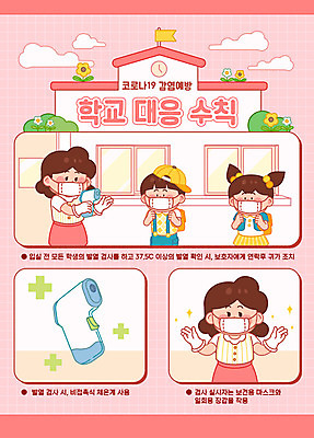 학생 여자 교육 남자 어린이 분홍색 장갑 일러스트 창문 교실 학교 마스크 들기 사람 여러명 성인 교사 예절 위생 온도계 체온계 사회이슈 예방 등교 안전수칙 개학 발열 에듀 에듀케이션 전염병 체온측정 매뉴얼 스쿨팩 코로나바이러스 비접촉체온계 사회적거리두기 생활수칙 델타변이바이러스 국내일러스트 AI파일 직업 잡화 캠페인 컬러 다수 컨셉 모션 건강 안전 바이러스 질병 측정 등하교 파일형식 벡터