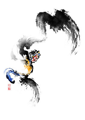 PSD 남자 전통문화 일러스트 캘리그라피 붓터치 한명 사람 춤 탈춤 번짐 탈 남자한명만 국내일러스트 1 전통 문화 문화예술 가면 전통공연 전통무용 남자만 파일형식 효과