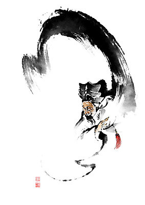 PSD 남자 전통문화 일러스트 캘리그라피 붓터치 한명 사람 춤 한복 탈춤 번짐 탈 양반 양반탈 남자한명만 국내일러스트 갓모자 모자_잡화 1 한국전통 전통 문화 문화예술 전통소품 가면 전통의상 전통공연 전통무용 신분 전통탈 남자만 파일형식 효과