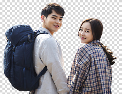 편집 편집이미지 커플 응시 여자 남자 배낭 사랑 미소 누끼 사람 상반신 20대 성인 30대 친구 다정 트래킹 한국인 뒤돌아보기 PNG 성인만 편집소스 시선 감정 컨셉 가방 관계 모션 레저 표정 동양인 청년 장년 파일형식
