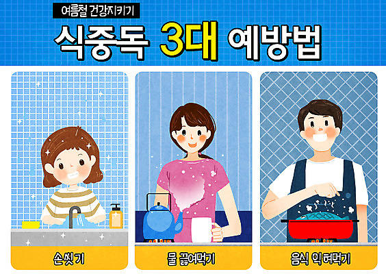 PSD 여자 남자 어린이 음식 하늘색 일러스트 사람 소녀 성인 세명 굽기 예방 안전수칙 손씻기 끓이기 식중독 국내일러스트 모션 안전 파란색 씻기 구이 파일형식