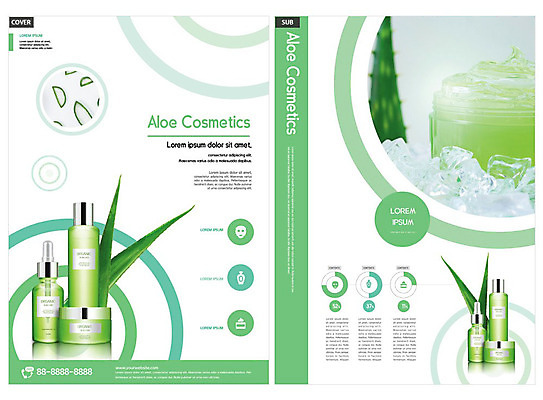 템플릿 ZIP 리플렛 팜플렛 사람없음 초록색 여름 뷰티 화장품 수분 전단템플릿 전단 스킨케어 알로에 인디자인 INDD 알로에젤 이미지템플릿 식물 계절 컬러 홍보물 젤 파일형식