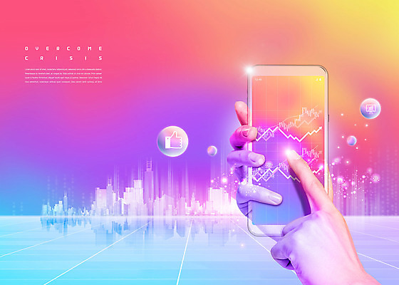PSD 편집이미지 손 화살표 그래프 미래 한명 건물 신체부위 스마트폰 컬러풀 터치 바이러스 상승 극복 경제불황 위기 홀로그램 이미지편집 1 건축물 컬러 컨셉 사람 경제 핸드폰 스마트기기 불황 파일형식
