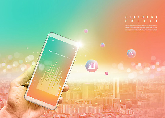 PSD 편집이미지 손 그래프 미래 한명 들기 건물 신체부위 스마트폰 컬러풀 바이러스 상승 극복 경제불황 위기 이미지편집 1 건축물 컬러 컨셉 모션 사람 경제 핸드폰 스마트기기 불황 파일형식