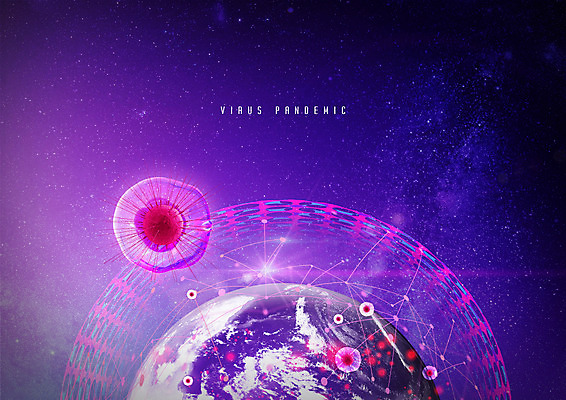 PSD 편집이미지 지구 사람없음 보라색 바이러스 사회이슈 전염병 코로나바이러스 팬데믹 델타변이바이러스 이미지편집 컬러 컨셉 질병 파일형식