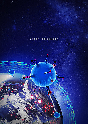 PSD 편집이미지 지구 사람없음 파란색 바이러스 사회이슈 전염병 코로나바이러스 팬데믹 델타변이바이러스 이미지편집 컬러 컨셉 질병 파일형식