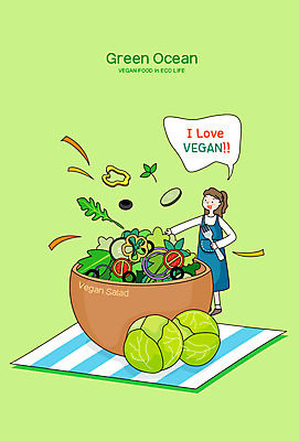 그릇 여자 포크 채소 일러스트 한명 들기 사람 초록색 샐러드 에코 채식 에코라이프 채식주의자 여자한명만 비건 그린오션 그린슈머 비건음식 국내일러스트 AI파일 1 라이프스타일 식기 음식 컬러 모션 경제 환경 여자만 파일형식 벡터