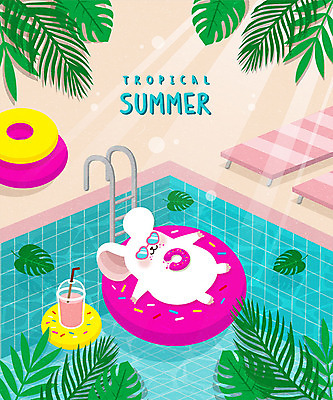 한마리 일러스트 프레임 수영장 사람없음 여름 여름휴가 바캉스 컬러풀 귀여움 도넛 선베드 튜브 야자수잎 프레임일러스트 흰쥐 경자년 국내일러스트 AI파일 1 계절 컬러 컨셉 잎 의자 휴가 디저트 쥐 파일형식 벡터 2020년 여름_계절