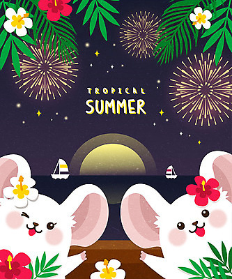 꽃 두마리 요트 일러스트 프레임 불꽃놀이 사람없음 여름 여름휴가 바캉스 귀여움 남색 야자수잎 여름밤 프레임일러스트 흰쥐 경자년 국내일러스트 AI파일 식물 계절 컬러 컨셉 잎 2 배_교통 놀이 휴가 야간 쥐 파일형식 벡터 2020년 여름_계절