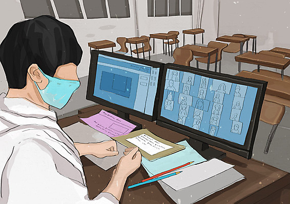 PSD 교육 남자 일러스트 교실 모바일 마스크 한명 안전 사람 성인 사람없음 컴퓨터 모니터 교사 공책 강의 사회이슈 책상 에듀 에듀케이션 온라인강의 성인남자한명만 스쿨팩 코로나바이러스 사회적거리두기 생활방역 개학연기 랜선라이프 델타변이바이러스 국내일러스트 직업 1 라이프스타일 캠페인 가구 컨셉 학교 문구용품 전자제품 바이러스 개학 방역 남자한명만 성인남자만 파일형식 언택트