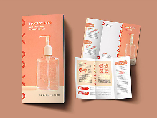 템플릿 표지디자인 표지 ZIP 내지 리플렛 3단접지 관리 팜플렛 사람없음 건강관리 바이러스 위생 예방 감염 살구색 인디자인 INDD 손소독제 생활방역 이미지템플릿 컬러 건강 방역 소독제 파일형식
