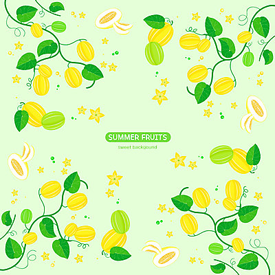 PSD 꽃 백그라운드 잎 패턴 과일 일러스트 사람없음 초록색 여름 참외 참외꽃 과채 국내일러스트 식물 계절 컬러 무늬 채소 파일형식
