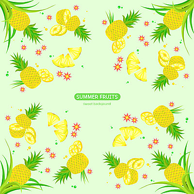 PSD 꽃 백그라운드 잎 패턴 과일 일러스트 사람없음 초록색 여름 파인애플 국내일러스트 식물 계절 컬러 무늬 열대과일 파일형식