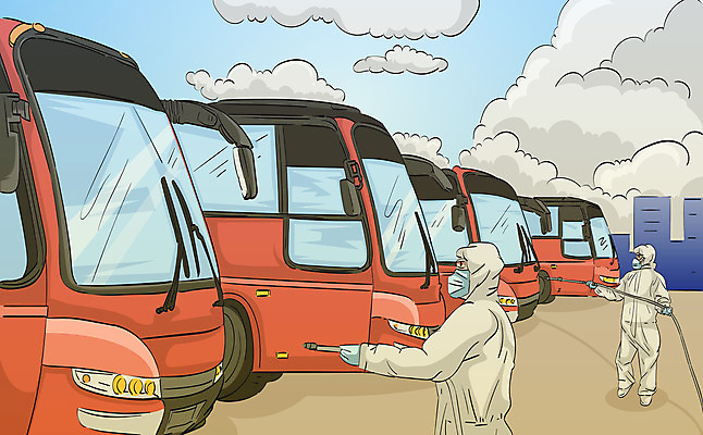 구름 남자 일러스트 버스 마스크 들기 사람 성인 두명 주차장 보안경 방역 소독 소독제 와이퍼 성인남자만 방역복 방역사 방역기 국내일러스트 AI파일 자연요소 직업 옷 육상교통 모션 대중교통 안전장비 남자만 성인만 파일형식 벡터