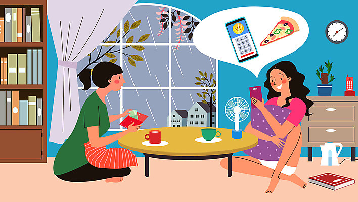 여자 화분 음식 시계 가구 말풍선 돈 일러스트 모바일 책장 피자 들기 사람 성인 두명 건물 책 금융 경제 스마트폰 동전 지갑 주문 배달음식 핀테크 여자만 성인여자만 가상화폐 국내일러스트 AI파일 건축물 생활용품 모션 패스트푸드 서양음식 핸드폰 스마트기기 재산 배달 성인만 파일형식 벡터