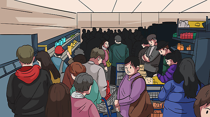 여자 남자 가방 일러스트 사람 여러명 성인 쇼핑 상점 카트 쇼핑카 구매 사회이슈 장바구니 진열장 마트 생필품 사재기 국내일러스트 AI파일 잡화 다수 컨셉 경제 바구니 오브젝트 파일형식 벡터