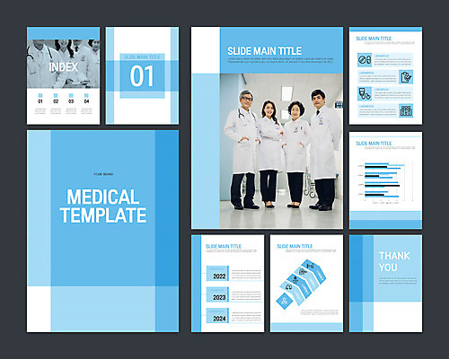 템플릿 여자 노년 남자 하늘색 비즈니스 의학 그래프 건강 병원 여러명 성인 30대 세트 한국인 의료진 의사 60대 PPT 프레젠테이션 문서템플릿 9P 이미지템플릿 직업 다수 사람 동양인 장년 파란색 파일형식