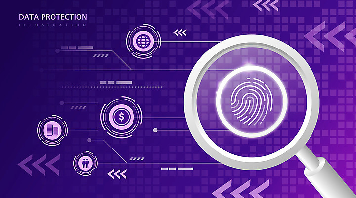 화살표 백그라운드 일러스트 돋보기 사람없음 디지털 보라색 정보 보호 보안 정보보호 지문 정보보호의날 국내일러스트 AI파일 컬러 컨셉 안전 파일형식 벡터 법정기념일