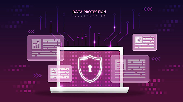 백그라운드 일러스트 사람없음 노트북 디지털 보라색 정보 보호 보안 방패 정보보호 정보보호의날 국내일러스트 AI파일 컬러 컨셉 안전 전자제품 파일형식 벡터 법정기념일