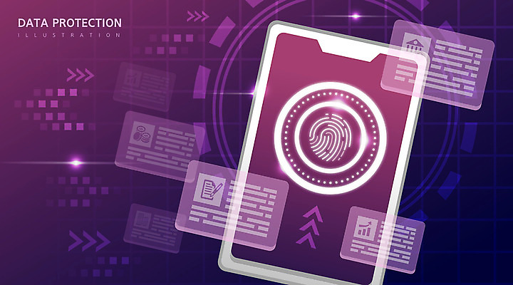 백그라운드 일러스트 사람없음 스마트폰 디지털 보라색 정보 보호 보안 정보보호 지문 정보보호의날 국내일러스트 AI파일 컬러 컨셉 안전 핸드폰 스마트기기 파일형식 벡터 법정기념일