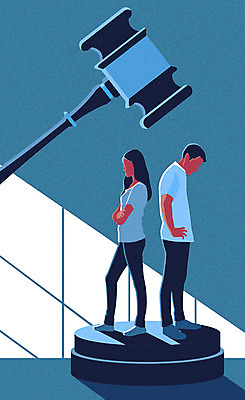 부부 여자 남자 일러스트 고개숙이기 사람 성인 두명 파란색 팔짱 등맞대기 의사봉 재판 이혼 얼굴없음 성인만 국내일러스트 AI파일 커플 컬러 모션 숙이기 법 파일형식 벡터