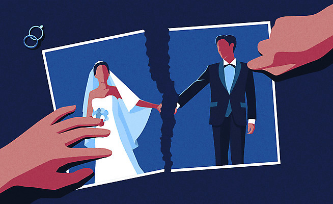 손 부부 여자 남자 일러스트 사진 사람 성인 두명 신체부위 파란색 반지 찢어짐 이혼 얼굴없음 성인만 웨딩촬영 국내일러스트 AI파일 커플 컬러 장신구 모션 기념사진 파일형식 벡터