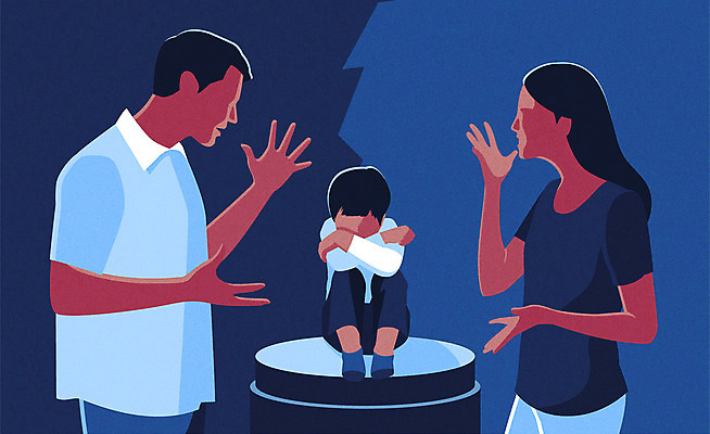 부부 여자 남자 아들 어린이 일러스트 엄마 사람 성인 세명 파란색 자녀 아빠 싸움 웅크림 이혼 얼굴없음 국내일러스트 AI파일 커플 컬러 가족 모션 파일형식 벡터